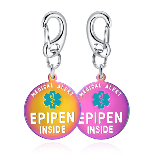 PVD rainbow EpiPen Inside bag tags on quick clips