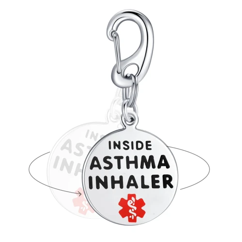 Asthma Inhaler Inside medical alert bag tag