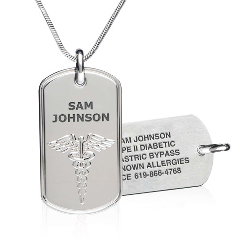 Classic High Relief Medical ID Dog Tag Necklace