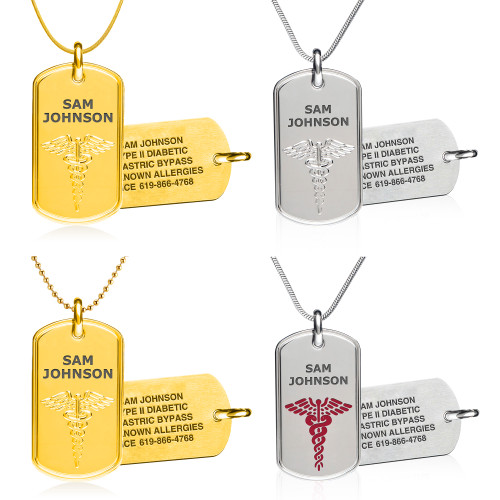 Medical ID - Classic High Relief Medical ID Dog Tag Necklace