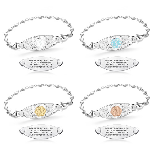 Classic Filigree Heart Link Medical ID Bracelet