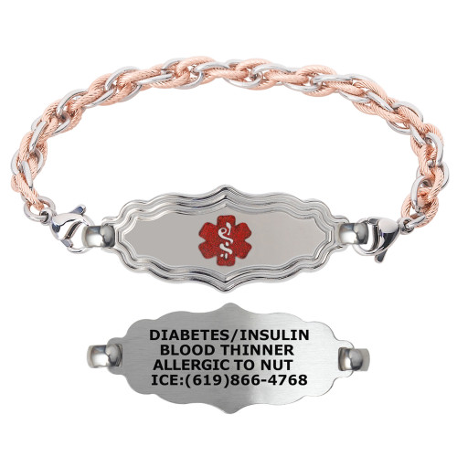 Divoti Custom Engraved Inter-Mesh Medical Alert Bracelet - Victorian Tag