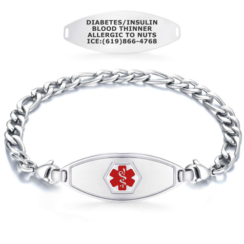 Matte Steel and Figaro Chain Medical ID Bracelet Matte Steel and Figaro Chain Medical ID Bracelet 10007 35.99 $ physical CASUAL IDs Divoti New Divoti Inc.