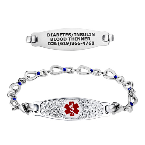 Divoti Custom Engraved Infinity Medical Alert Bracelet - Olive Tag