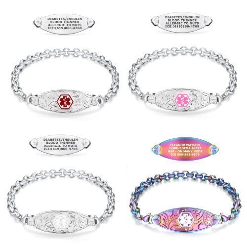 Lovely Filigree Elegant Rolo Medical ID Bracelet