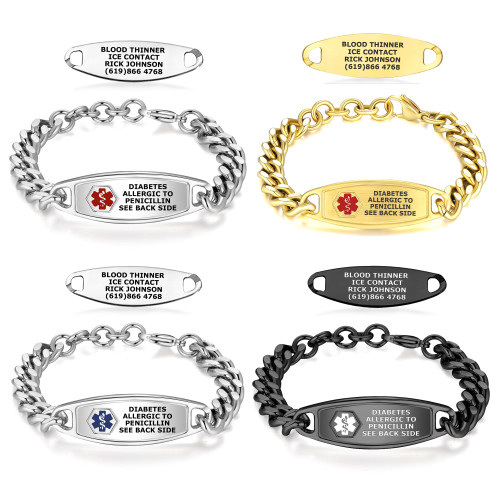 Steelman Personalized Adjustable Medical ID Bracelet