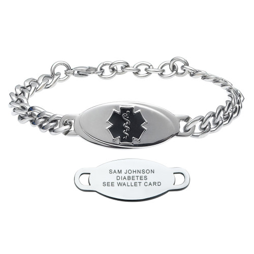 Divoti Custom Engraved Curb Medical Alert Bracelet - Wave Pure Titanium Tag