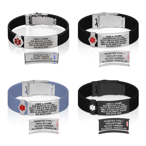 Dual-Sided Engraved Medical ID Band  Trim-to-Fit & Secure Clasp