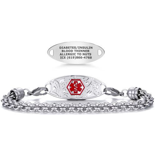 Divoti Premium Custom Engraved Medical Alert Bracelet for Women - Luxurious Stainless Steel Emergency ID Jewelry