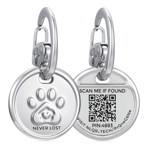 Leash King smart QR code pet ID tag for dogs and cats, stainless steel