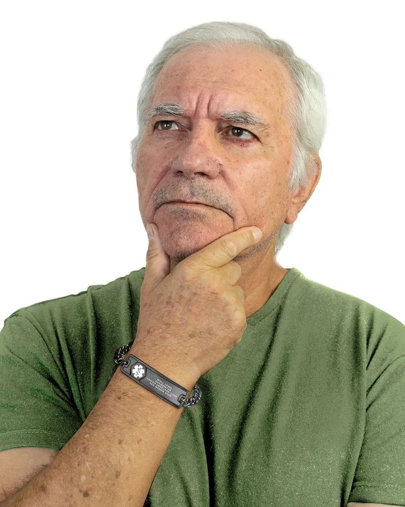 Alzheimer’s / Dementia Medical ID Bracelet with Safety Clasp being worn