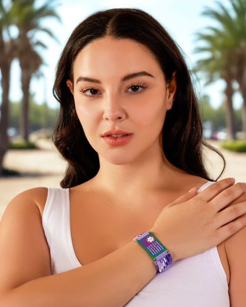 Adjustable Easy-to-Wear Medical ID Bracelet being worn
