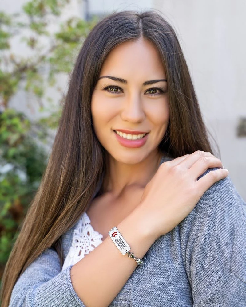 Rect Classic Wheat Chain Medical ID Bracelet being worn