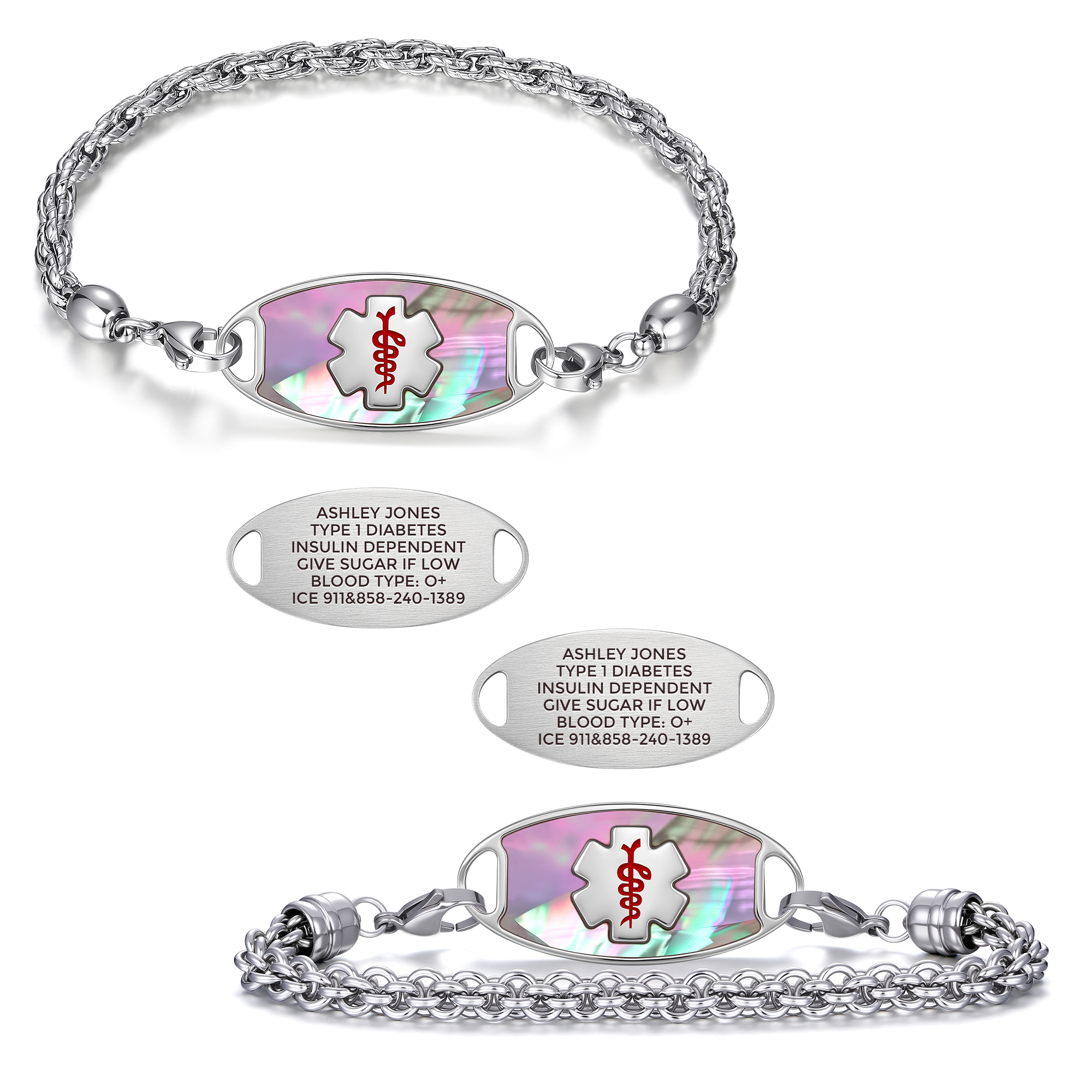 Medical ID - Compact Filigree Wheat Chain Medical ID Bracelet