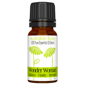 WONDER WOMAN 100% PURE ESSENTIAL OIL BLEND - ROSE GERANIUM, GINGER, PETITGRAIN, PALMAROSA