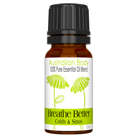 BREATHE BETTER 100% PURE ESSENTIAL OIL BLEND - EUCALYPTUS, LEMON, CLOVE, WINTERGREEN & FRANKINCENSE