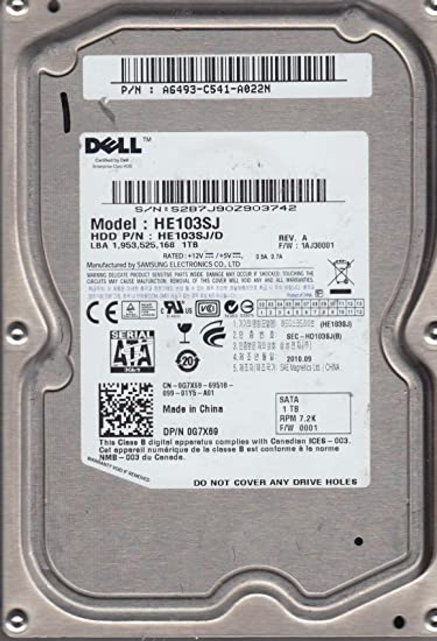 1TB DELL SAMSUNG 7200RPM 32MB 3.5" SATA Hard Drive HE103SJ