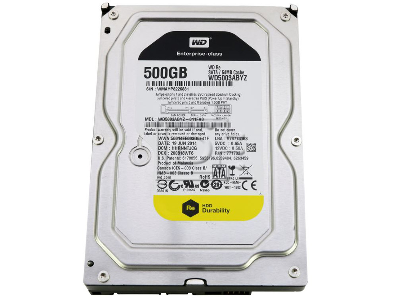 500GB Western Digital WD5003ABYZ 3.5" SATA Hard Drive (WD5003ABYZ -011FA0)