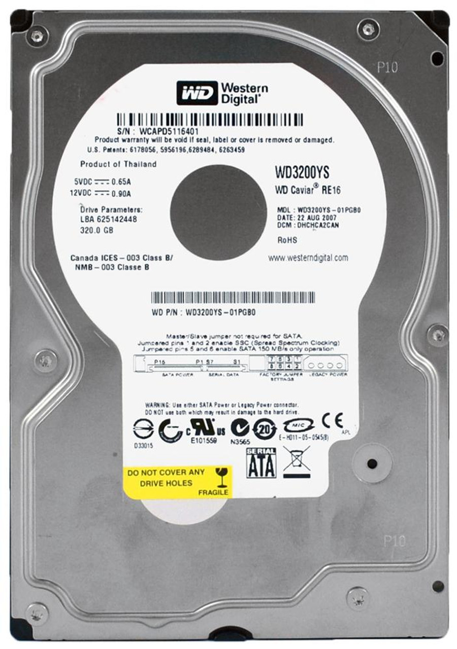 320GB Western Digital RE16 Caviar SATA 3.5" Hard Drive (WD3200YS-01PGB0)