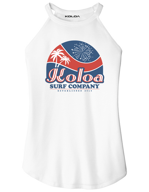 Koloa Firework Haltered Tank - White