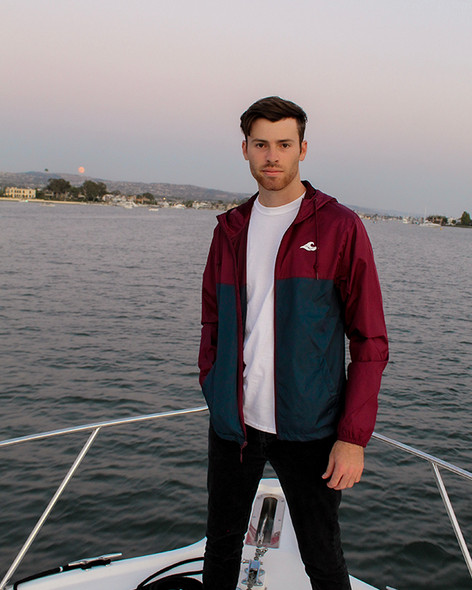 Water Resistant Windbreaker- Maroon/ Classic Navy Water Resistant Windbreaker- Maroon/ Classic Navy