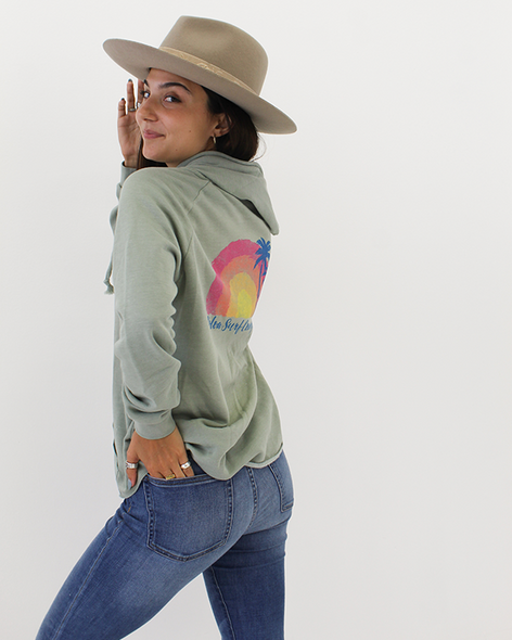 Koloa Watercolor Zip-Up Hoodie- Sage
