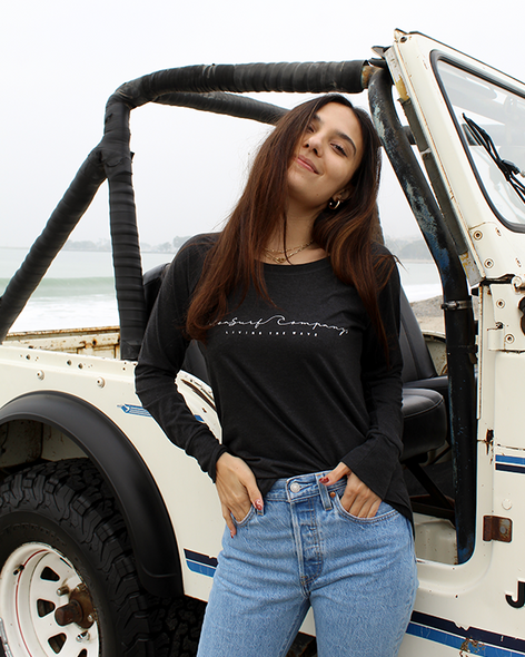 Koloa Cursive Women's Long Sleeve T-Shirt- Black