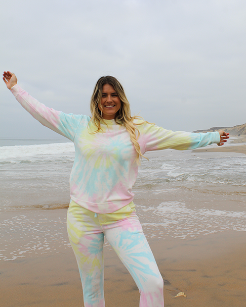 Koloa Honu Turtle Tie-Dyed Fleece Pants- Tie Dye Sunset Swirl Koloa Honu Turtle Tie-Dyed Fleece Pants- Tie Dye Sunset Swirl