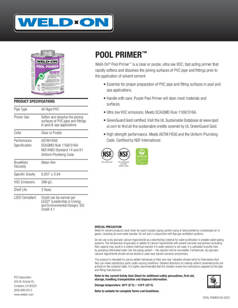 Weld-On Pool Primer