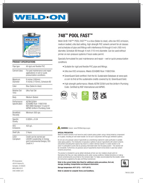 Weld-On 748 Pool Fast