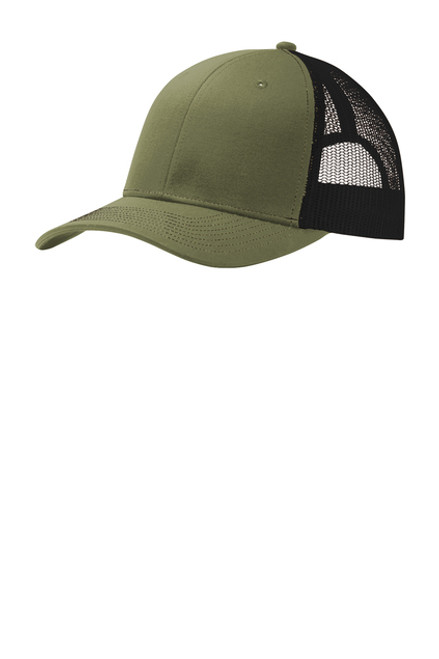 Port Authority® Snapback Olive with Black Mesh Trucker Cap