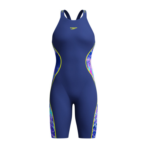 FASTSKIN LZR PURE INTENT 2.0 PRINTED OPENBACK KNEESKIN - NOBLE NAVY/MORPHOSIS/HYPER YELLOW