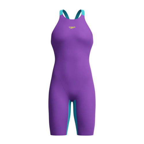 Speedo Fastskin LZR Pure Valor 2.0 Printed Openback Kneeskin - GALAXY GRAPE/MAYAN BLUE