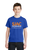 Youth SJAC Swimming team t-shirt in blue with bold orange and white SJAC Swimming logo at NL Aquatic Center.