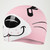 Speedo kids printed swim cap in pink with cute animal face design