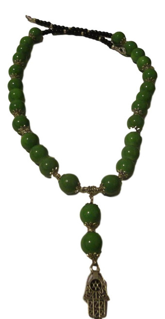 Copy of Handmade Moroccan Hamsa pendant Green beads Necklace 