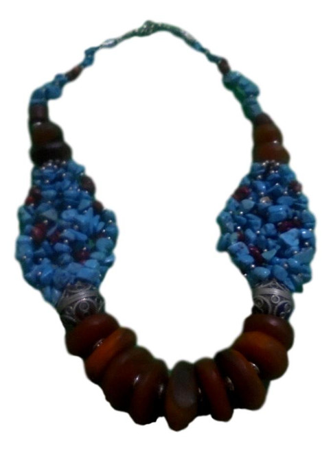 Handcrafted Moroccan Berber Artisan Imitation Amber Gemstones Berber Necklace.JN24BA/AD-YQ6W-YQQ4