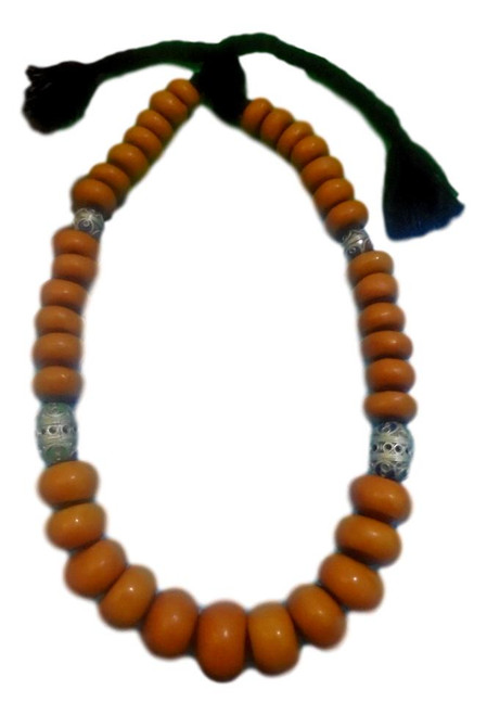 Amber, Magnificent Moroccan Berber Imitation Amber Beaded Necklace.JN48BA/CJ-8MA1-H07X