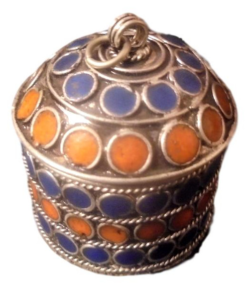 Handcrafted Moroccan Small Enameled Carved Jewelry Box DB02M