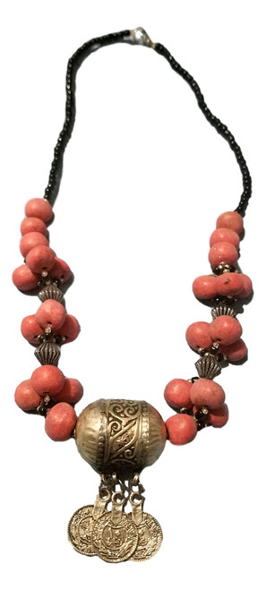 Handcrafted Moroccan African Artisan Pink beads Necklace  W6-R29Z-XCKD