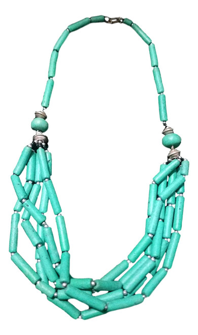 Handcrafted Moroccan African Berber Artisan Green Stone Beads Necklace B9-KFC4-ZZZ2