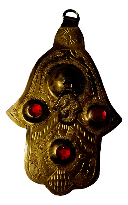 Handcrafted Moroccan Brass Hamsa Evil Eye Decoration Pendant