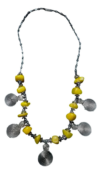 Moroccan african arabic berber spiral Yellow stones necklace