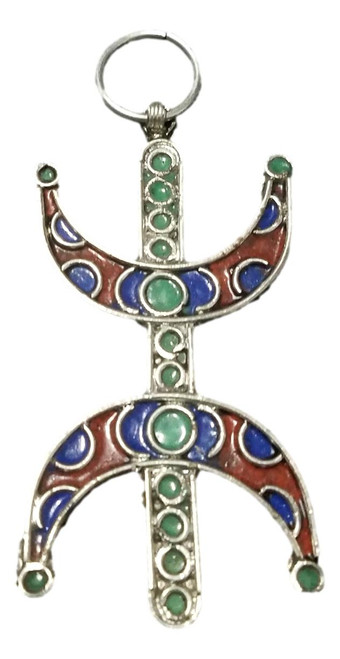 Handcrafted Amazigh Zeed Tifinagh Berber Inlaid Pendant NB-O4MU-YJXE