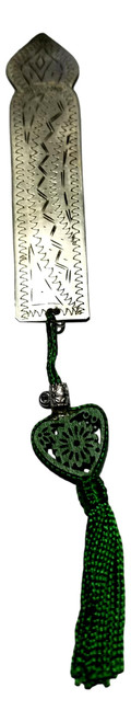 Handcrafted Moroccan carved Metal Bookmark Green