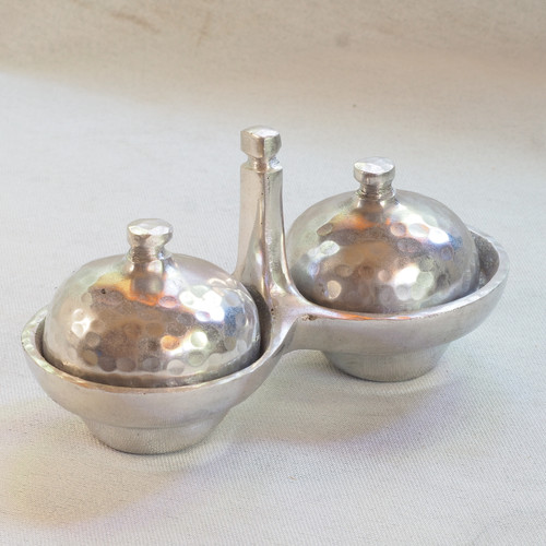 Handcrafted Moroccan Double Metal Tagine Spice Holder -Traditional and Decoratif