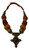 Moroccan african Berber artisan Coral Amber enameled Berber Cross necklace 