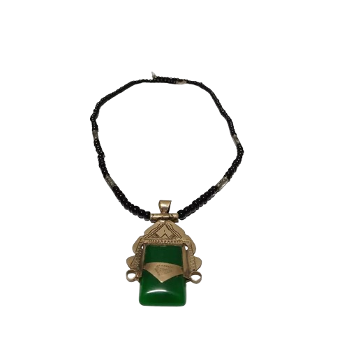 Handcrafted Tuareg Berber Necklace green Gemstone, Unique Ethnic