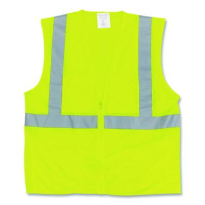 ANSI Class 2 Two-Pocket Zipper Mesh Safety Vest, Polyester Mesh, X-Large, Hi-Viz Lime Yellow