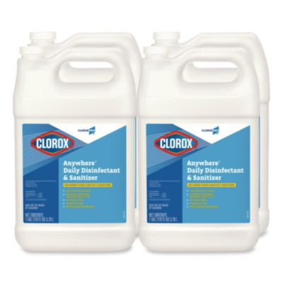 CloroxPro Anywhere Daily Disinfectant and Sanitizer, Unscented, 128 oz Bottle, 4/Carton